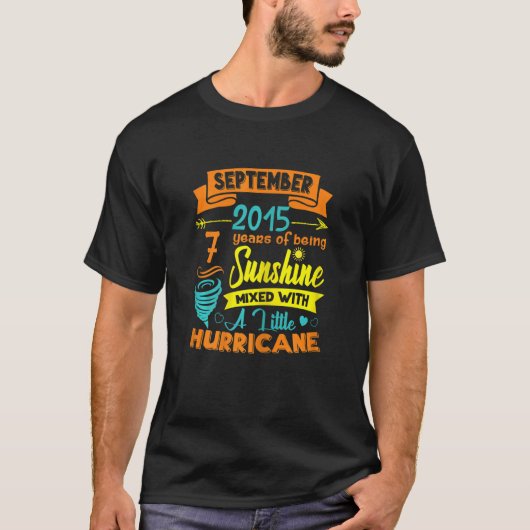 September 2015 7 jaar oude zon gemengd met uur t-shirt (Voorkant)