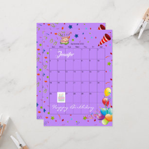 September 2022 Kalender Gelukkige Verjaardag Uitno Kaart