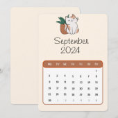 September 2024 Stand Alone Kat en Plant Kalender Menu (Voorkant / Achterkant)