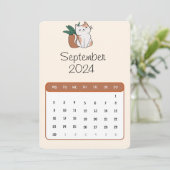 September 2024 Stand Alone Kat en Plant Kalender Menu (Staand voorkant)