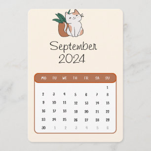 September 2024 Stand Alone Kat en Plant Kalender Menu