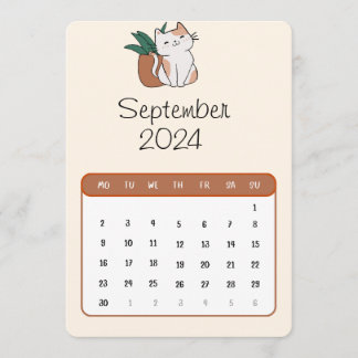 September 2024 Stand Alone Kat en Plant Kalender Menu