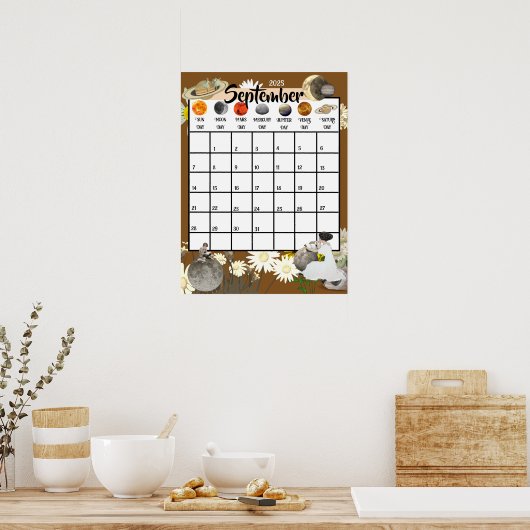 September 2025 Maandelijkse kalender Astrologisch Poster (Keuken)