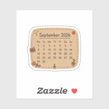 September 2026 kalendersticker | Cozy Kraft