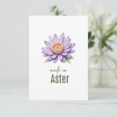 September Aster  Birth Flower Flat Thank You Card Bedankkaart (Staand voorkant)