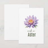 September Aster  Birth Flower Flat Thank You Card Bedankkaart (Voorkant / Achterkant)