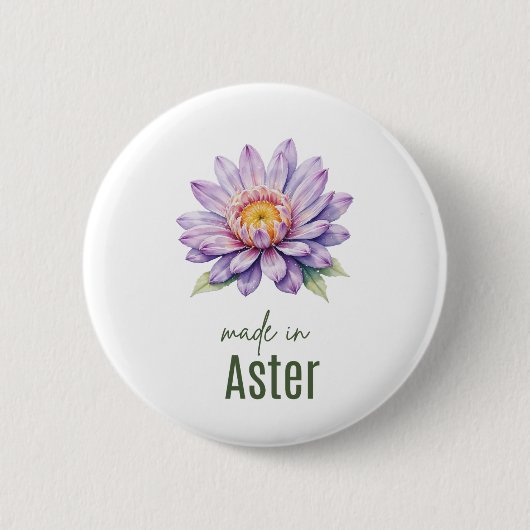 September Aster  Birth Flower Flat Thank You  Ronde Button 5,7 Cm (Voorkant)