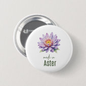 September Aster  Birth Flower Flat Thank You  Ronde Button 5,7 Cm (Voorkant /achterkant)