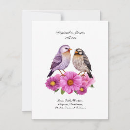 September Aster Bloem met Vogels Geboortegeschenk