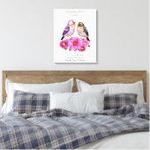 September Aster Bloem met Vogels Geboortegeschenk Canvas Afdruk (Insitu (Slaapkamer))