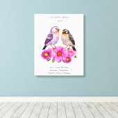 September Aster Bloem met Vogels Geboortegeschenk Canvas Afdruk (Insitu (Houten vloer))