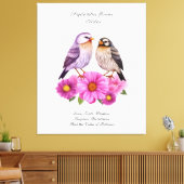 September Aster Bloem met Vogels Geboortegeschenk Canvas Afdruk (Insitu (Woonkamer))
