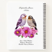 September Aster Bloem met Vogels Geboortegeschenk Notitieboek (Achterkant)