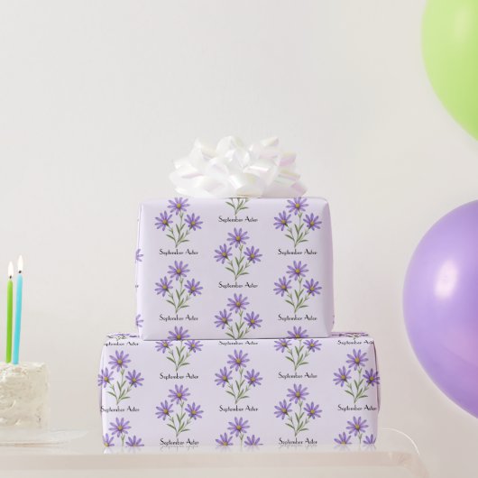 September Aster Bloemen Cadeaupapier (Feestgeschenken)