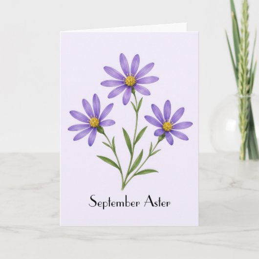 September Aster Bloemen Groet Kaart (Voorkant)