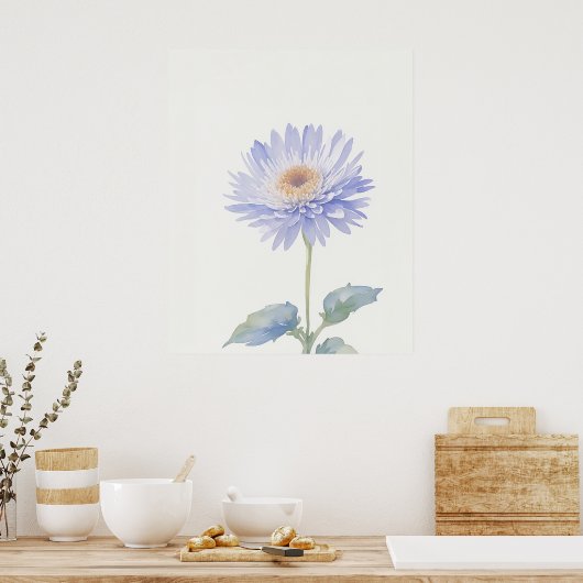 September Aster Geboorte Bloem Poster (Keuken)