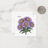 September Aster Geboorte Maand Custom Bloemen Kuns Notitiekaartje (Voorkant / Achterkant in situ)