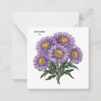 September Aster Geboorte Maand Custom Bloemen Kuns Notitiekaartje