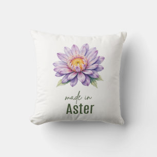 September Aster Geboortebloem Platte Dank Je  Kussen
