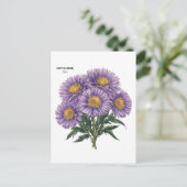September Aster Geboortemaand Aangepaste Bloemkuns Briefkaart (Staand voorkant)