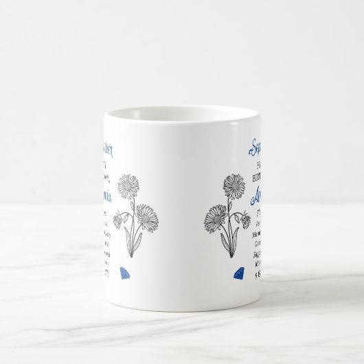 September Aster | Morning Glory Verjaardag Keepsak Koffiemok (Center)