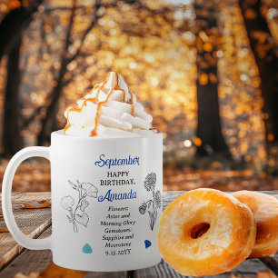September Aster   Morning Glory Verjaardag Keepsak Koffiemok