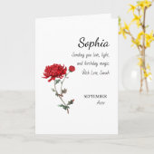 September Aster Personalized Birthday Kaart (Gele Bloem)