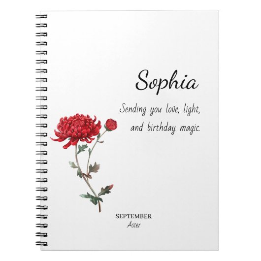 September Aster Persoonlijke Verjaardag Notitieboek (Voorkant)