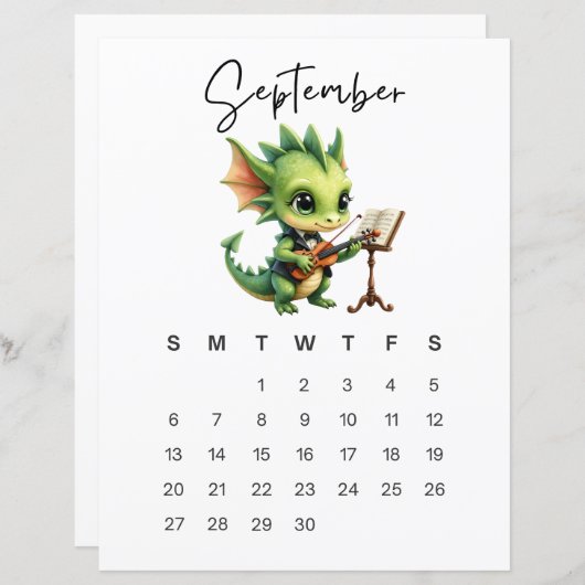 September Baby Dragon Art Print Cozy Fantasy  (Voorkant / Achterkant)