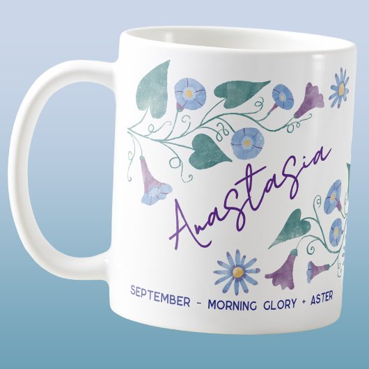 September Birth Flower Custom Name Morning Glory Koffiemok