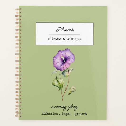 September Birth Flower Morning Glory Personalized  Planner (Voorkant)