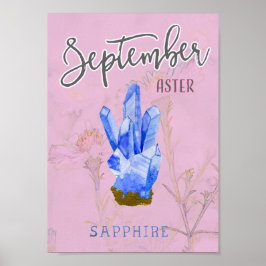 September Birthday Flower and Birthstone Poster