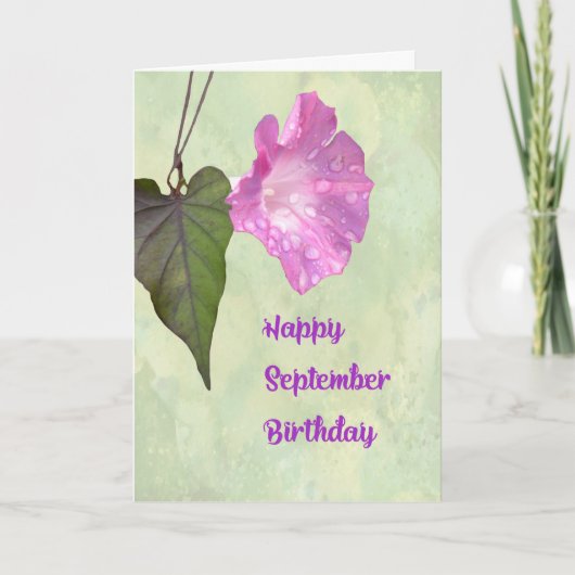 September Birthday Kaart met Morning Glory (Voorkant)