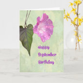 September Birthday Kaart met Morning Glory (Gele Bloem)