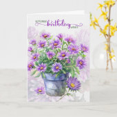 September Birthday Purple Asters Birth Flower Kaart (Gele Bloem)