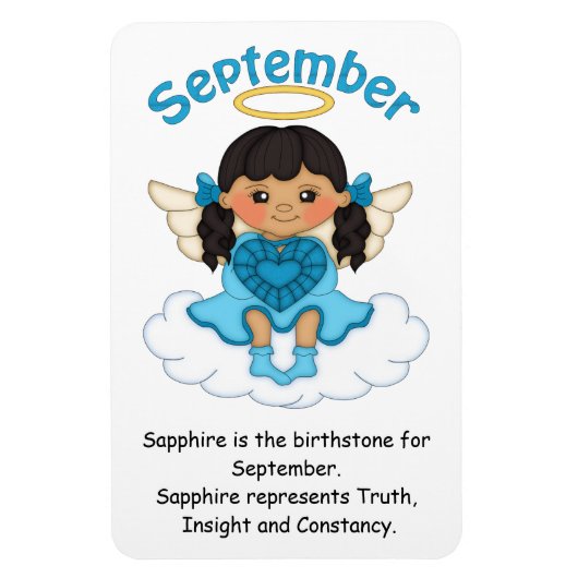 September Birthstone Angel Black Premium Magnet Magneet (Verticaal)