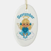 September Birthstone Angel Blonde Keramisch Ornament (Rechts)