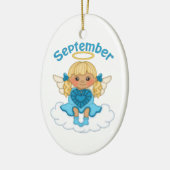 September Birthstone Angel Blonde Keramisch Ornament (Links)