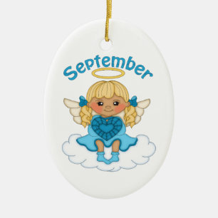 September Birthstone Angel Blonde Keramisch Ornament