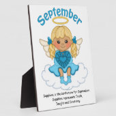 September Birthstone Angel Blonde Plaque Fotoplaat (Zijkant)