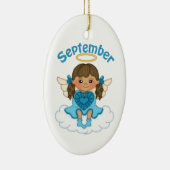 September Birthstone Angel Brunette Keramisch Ornament (Rechts)
