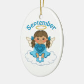 September Birthstone Angel Brunette Keramisch Ornament (Links)