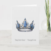 September Birthstone Sapphire Crown Verjaardag Kaa Kaart (Voorkant)