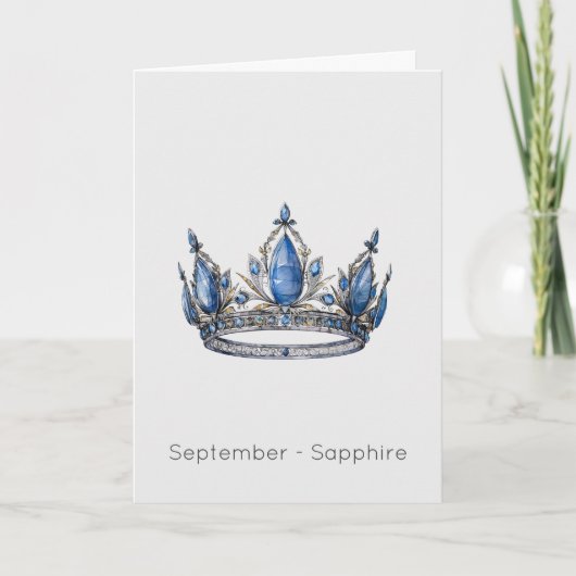 September Birthstone Sapphire Crown Verjaardag Kaa Kaart (Voorkant)