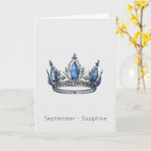 September Birthstone Sapphire Crown Verjaardag Kaa Kaart (Gele Bloem)