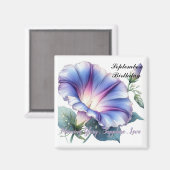 September Birthstone Sapphire en Morning Glory Magneet (Voorkant / Achterkant)