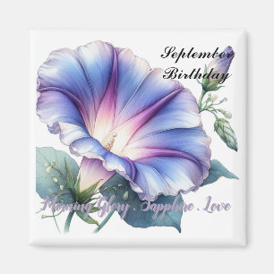 September Birthstone Sapphire en Morning Glory Magneet