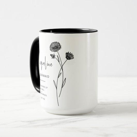 September bruidsmeisje | Aster Geboorte Bloem Mok (Voorkant links)