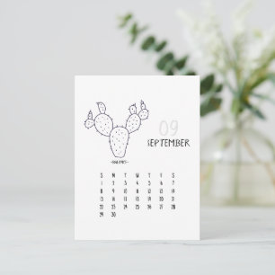 September  Cactus 2024 Kalender Kaart
