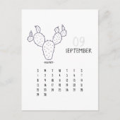 September  Cactus 2024 Kalender Kaart (Voorkant)